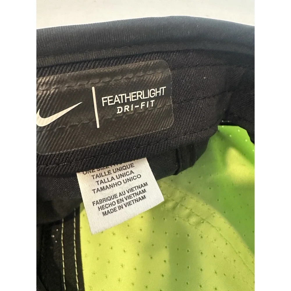 Nike Featherlight Dri Fit Hat Baseball Lime Black Adjustable One Size Running